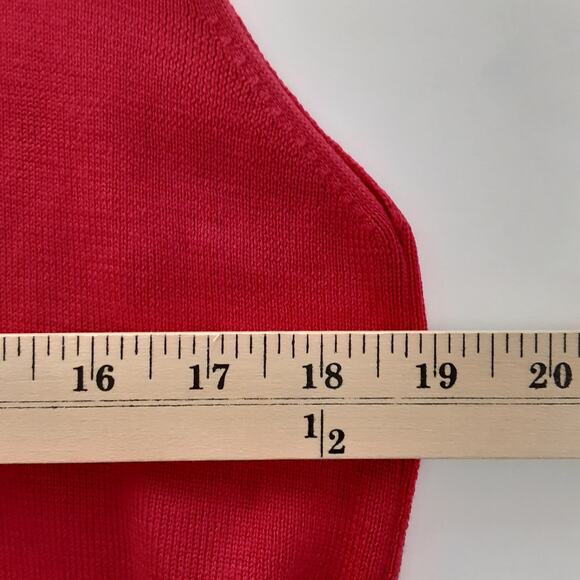 Vintage 90s Mock Neck Sweater Silk Wool Y2K Berry Pink Tunic Sleeveless Womens M - Picture 7 of 10